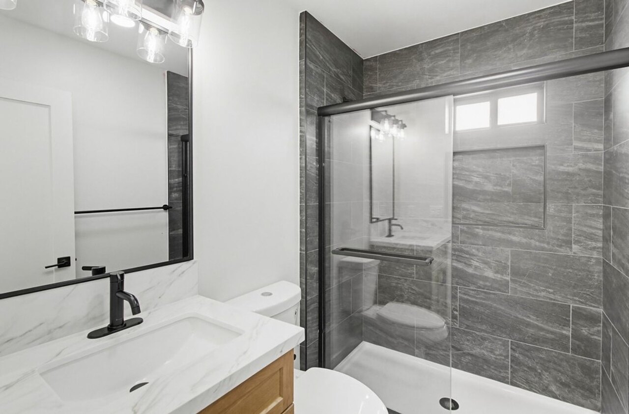 Completed tiled bathroom at the Felton Street project