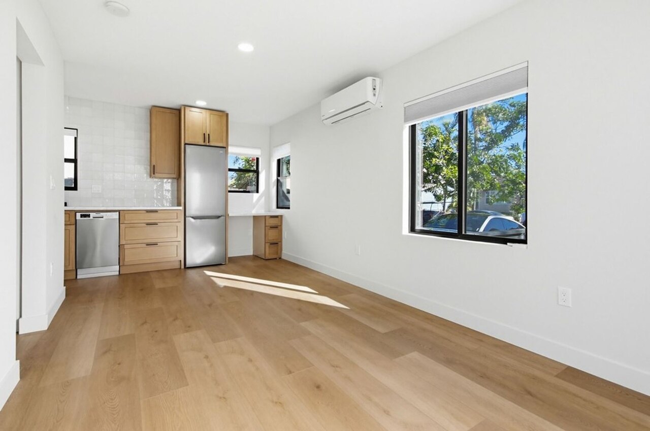Completed wood cabinet kitchen inside a Felton Street ADU