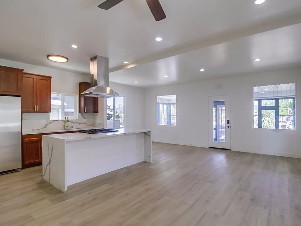 Renovated open living area and kitchen at Lincoln Avenue