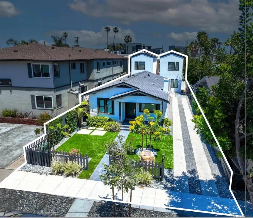 Aerial view showing the completed Utah Street property and six homes