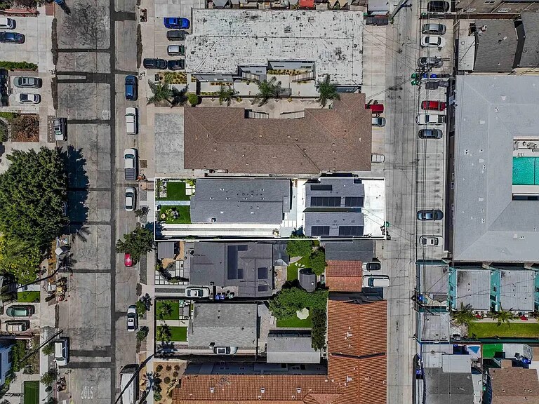 Top-down aerial showing the completed Utah Street infill project